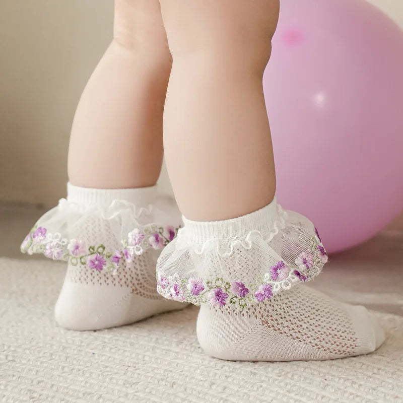 Girls Socks 2025 Spring Summer Breathable Mesh Lace Socks for Kids Baby Children Princess Socks Toddler Items Clothing