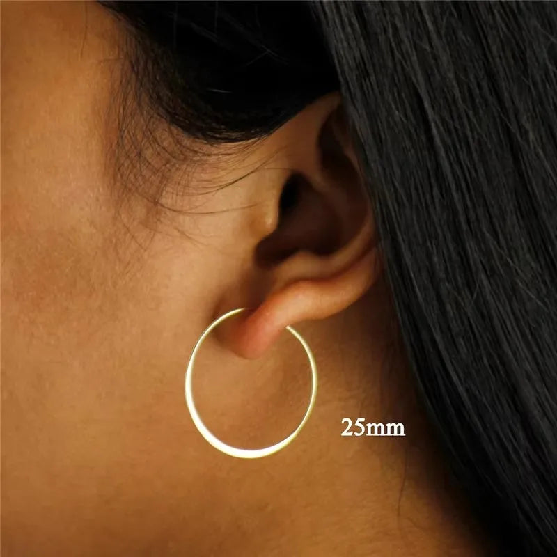 14K Gold Filled Flattened Wire Hoop Earrings Gold Jewelry Gold Hoop Earrings Brincos Pendientes Oorbellen Boho Women Earrings