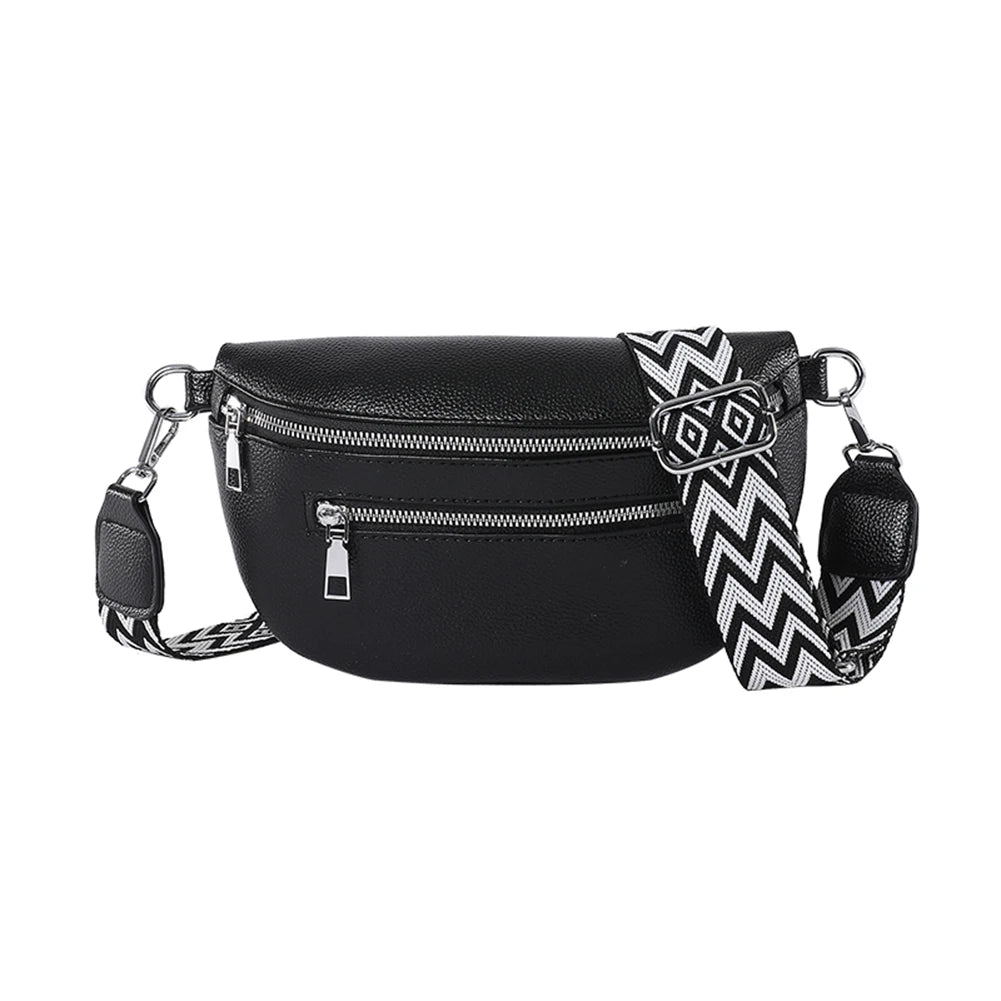 Women Stylish Crossbody Bag with Wide Strap Fashion Sling Bag Multi-pocket Coin Phone Purse Travel Outdoor Bag
