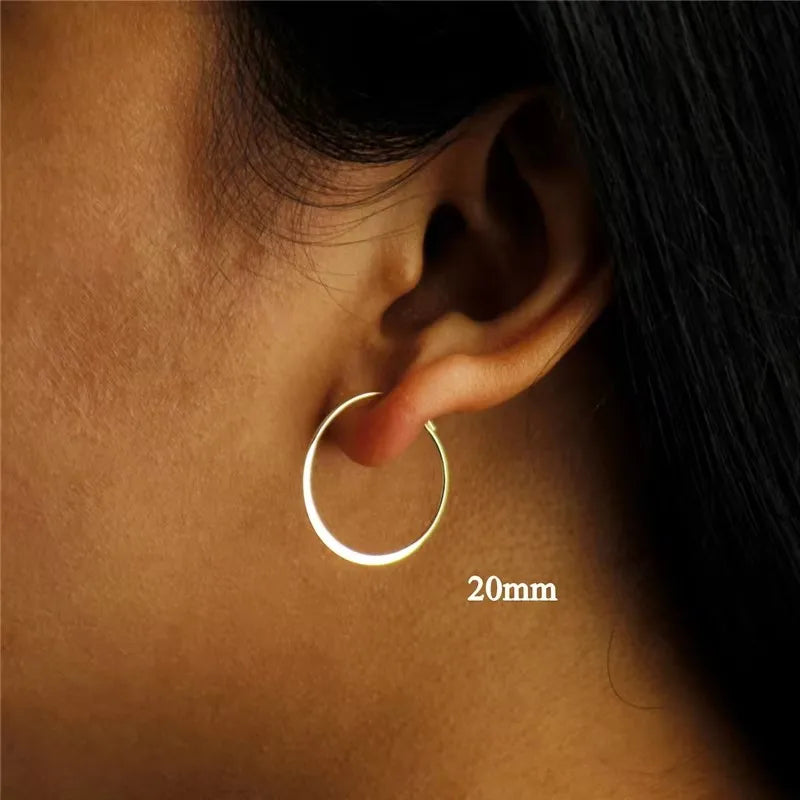 14K Gold Filled Flattened Wire Hoop Earrings Gold Jewelry Gold Hoop Earrings Brincos Pendientes Oorbellen Boho Women Earrings