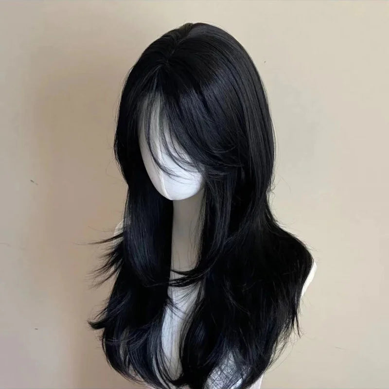 Black Wig Female Headband Body Wavy Rose Hair Net Models in French Bangs High Quality Simulation Hair Synthetic Wig Beauty hair & fashionfj