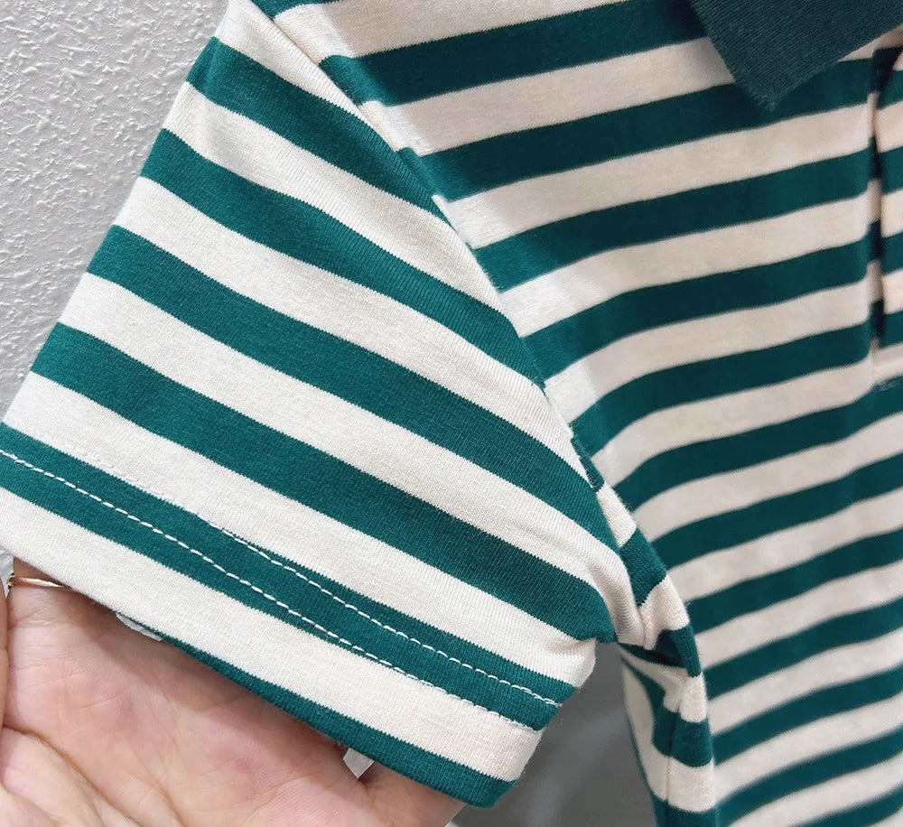 Kids Boys Clothes Toddler Shirts Baby Boys Short Sleeve Graphic Bear Tee Striped Cotton Tops For Children Clothes 3 To 8 Years Beauty hair & fashionfj