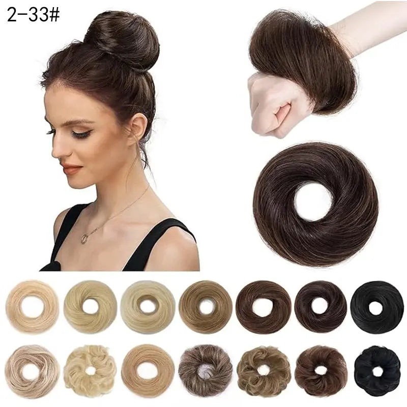 Short Ponytail Bun Hair Extensions Tousled Updo Bun Hairpieces With Elastic Rubber Band Hair Accessories Beauty hair & fashionfj