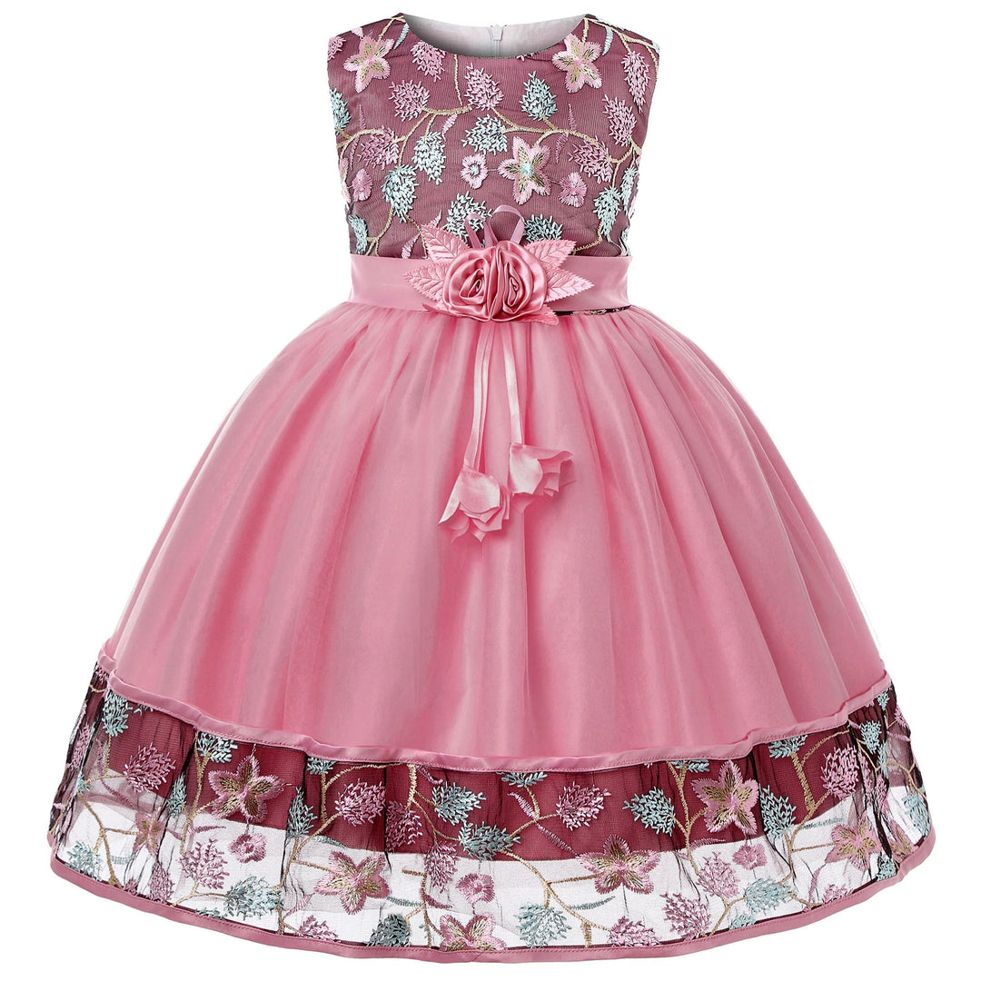 European and American embroidery dress dress girl's party lace princess dress flower child net gauze Pengpeng dress Beauty hair & fashionfj
