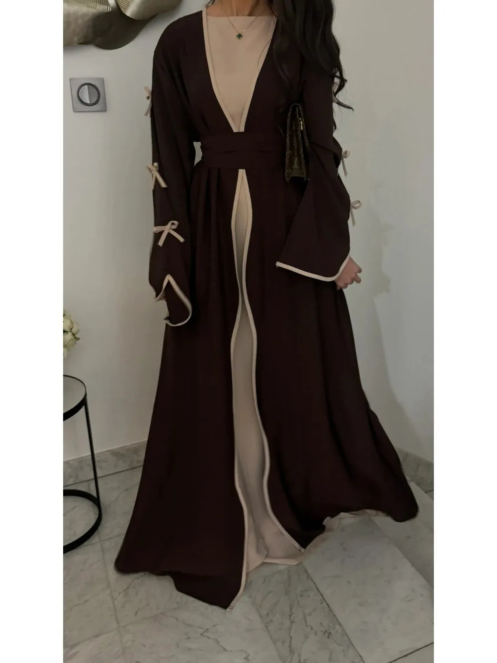 Eid Bow Abaya Women Cardigan Dress Muslim Party Caftan Robe Jalabiya Morocco Dubai Kaftan Islam Vestidos Largos Ramadan 2025 Beauty hair & fashionfj