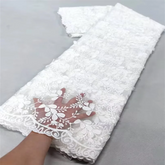 White Nigerian Lace Fabric 2023 High Quality African Net Lace Fabric With Sequins Embroidery Fabric For Wedding 5Yards Beauty hair & fashionfj