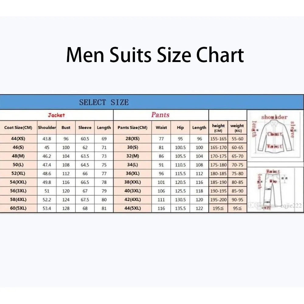 Elegant Men Suits Single Breasted Peak Lapel Slim Fit Male Clothing 2 Piece Jacket Pants Sets Formal Prom Party Costume Homme Beauty hair & fashionfj