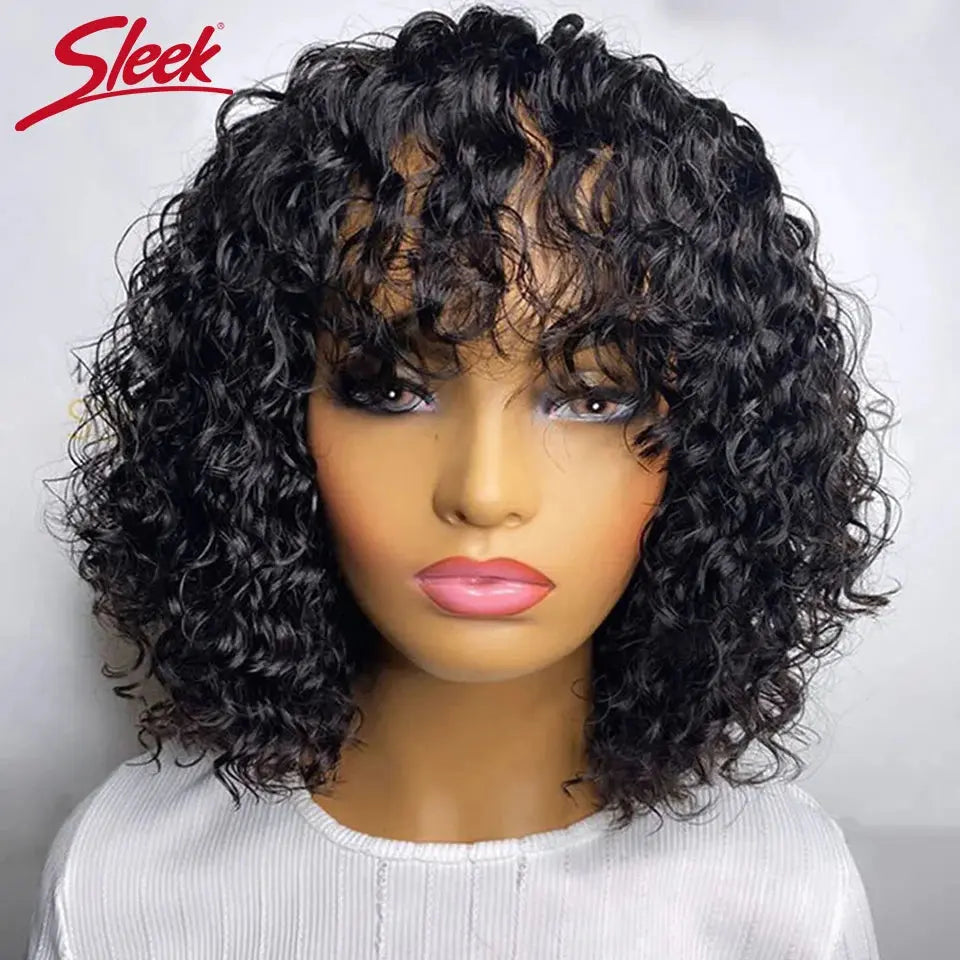 Jerry Curly Short Pixie Bob Cut Human Hair Wigs With BangsGlueless Wig Highlight Honey Water Wave Blonde Colored Wigs For Women Beauty hair & fashionfj