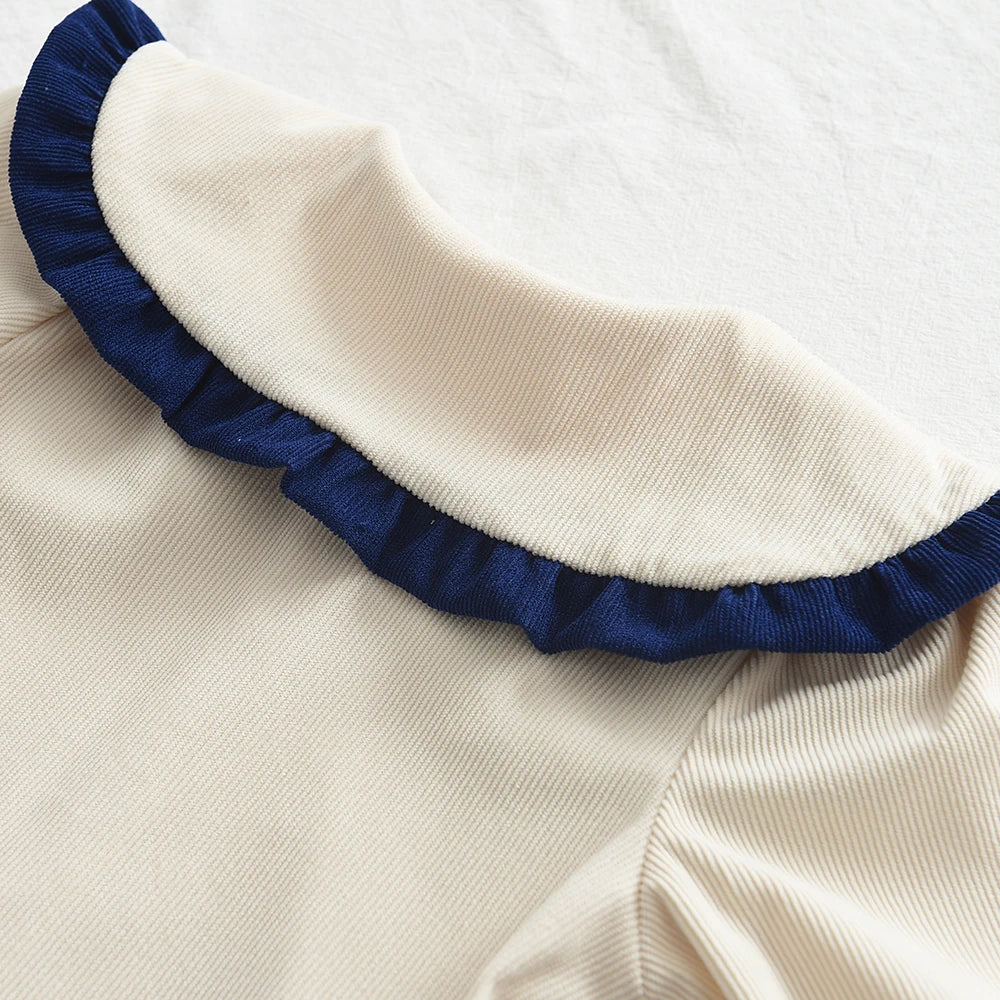 2023 Fashion Girls' Long Sleeve Half Skirt Set Autumn/Winter New Girls' Doll Neck Shirt Top+Bow Skirt Two Piece Set