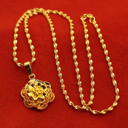 9999 24K REAL gold necklace women's real gold necklace pendant gold necklace women's jewelry fashion hundred items Beauty hair & fashionfj
