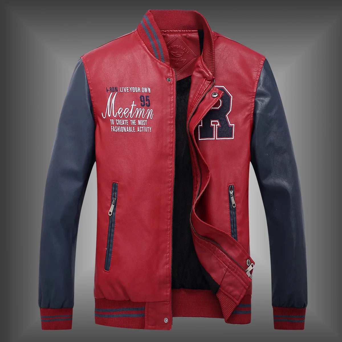 Men's Baseball Collar Fashionable Motorcycle Clothing Spring Autumn Casual PU Leather Jacket Youth Style Brand Leather Coats