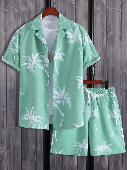Kids Shirt Sets 3d Print Beach Coconut Tree Plaid Lapel Short Sleeve Casual Shirt Beach Shorts Summer Streetwear Hawaiian Suits Beauty hair & fashionfj