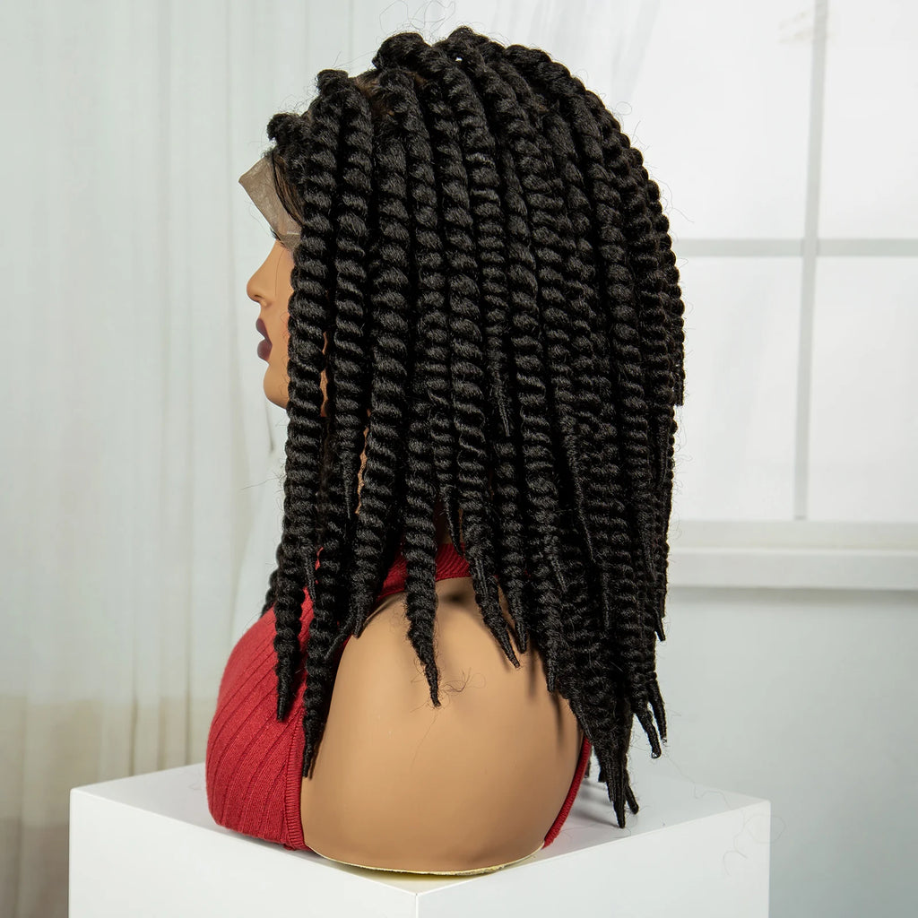 16 Inch Knotless Box Twist Braided Wigs HD Full Lace Braided Lace Wig for Women Natural Lace Front Braided Wigs with Baby Hair