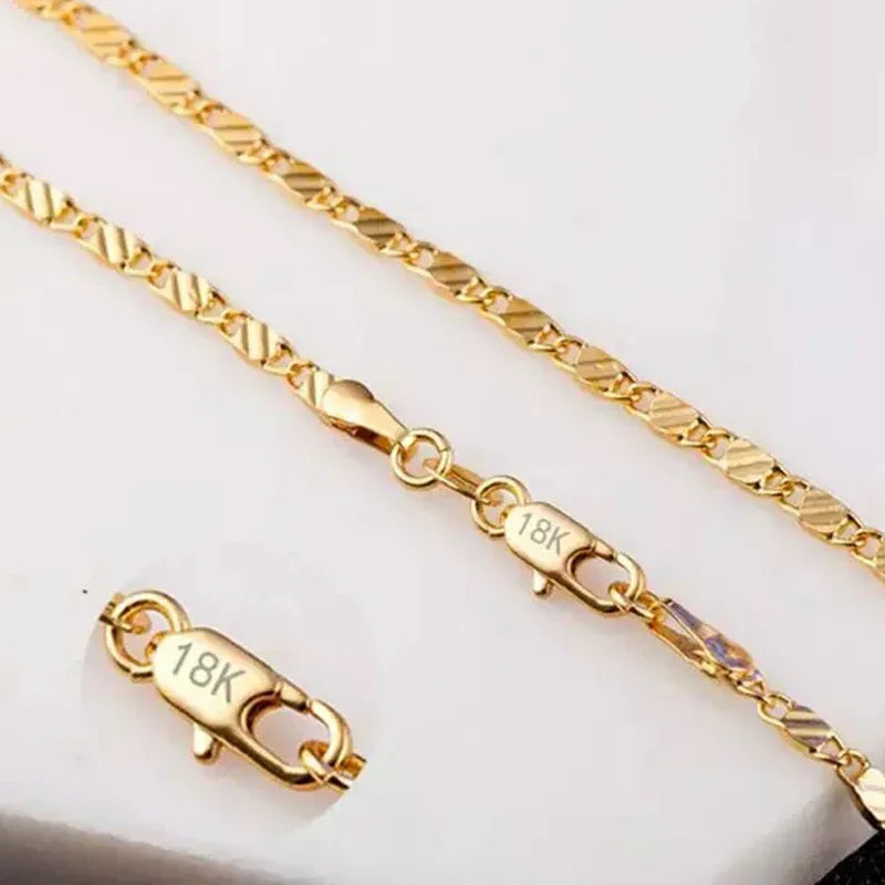 Gold Color Necklace 16/18/20/22/24/26/28/30 Inch Side Chain Necklace for Women Man Charm Jewelry Gift Beauty hair & fashionfj