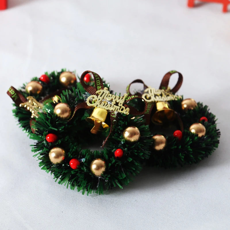 1pc 6cm Miniature Wreath Doll House Christmas Tree Wall Baking Decoration Dollhouse Access Children Toy Gift Kid Navidad 2024