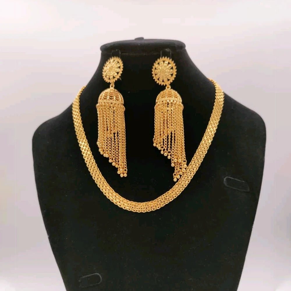 Ethiopia Gold Plated Necklace Chain for Women New Design Bold Earrings 18k Gold Color Lady Elegant Evening Party Jewelry Gift Beauty hair & fashionfj