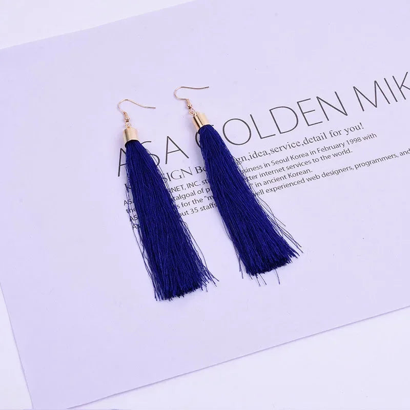 FSUNION 2025 New Fashion Vintage Tassel Earrings Women  Brand Jewelry Geometric Gold Color Simple Dangle Drop