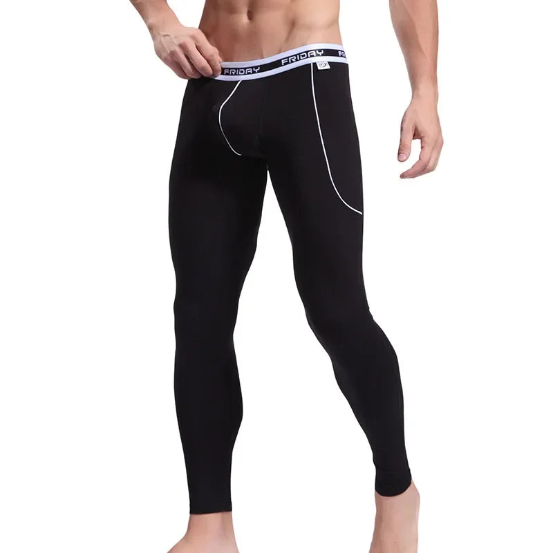 Autumn/Winter Warm Long Pants Men's Thermal Underwear Bottoms Thin Breathable Soft Slim Fit Elasticity Bulge Pouch Legging Basic