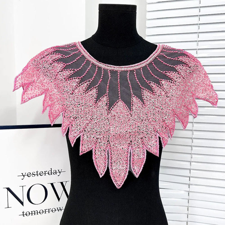 Sparkling Sequin Bead Feather Patches for Wedding Dress DIY - Tulle Fabric Applique Waistbands Shoulder Decor Skirts Accessories Beauty hair & fashionfj