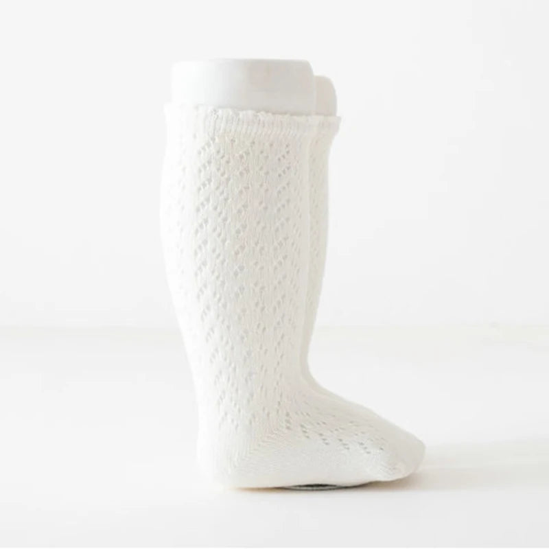 Babys Girls Princess Knitted Mesh Socks Cotton Infant Kids Girls Long Tube Socks 0-3T Summer Soft Toddler Girls Knee High Socks