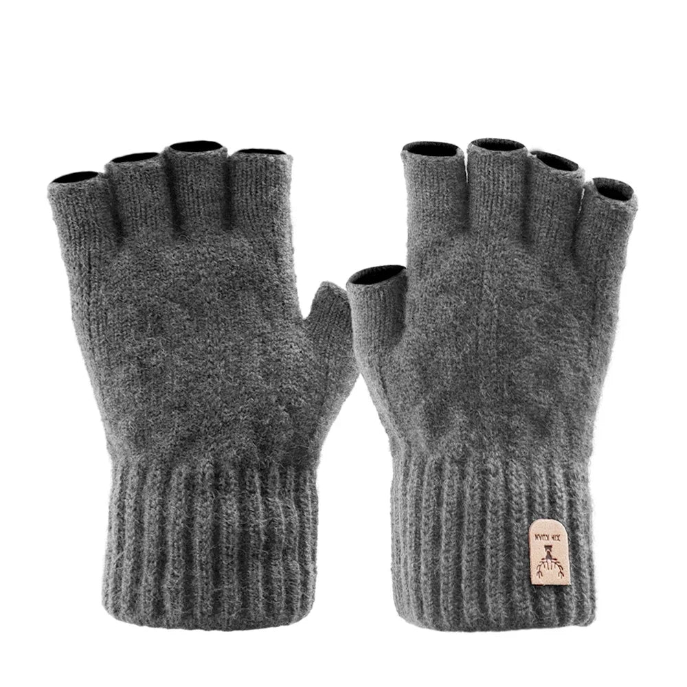 Women's winter gloves, thickened men's outdoor cycling gloves, connected finger gloves, half finger gloves, cotton new style