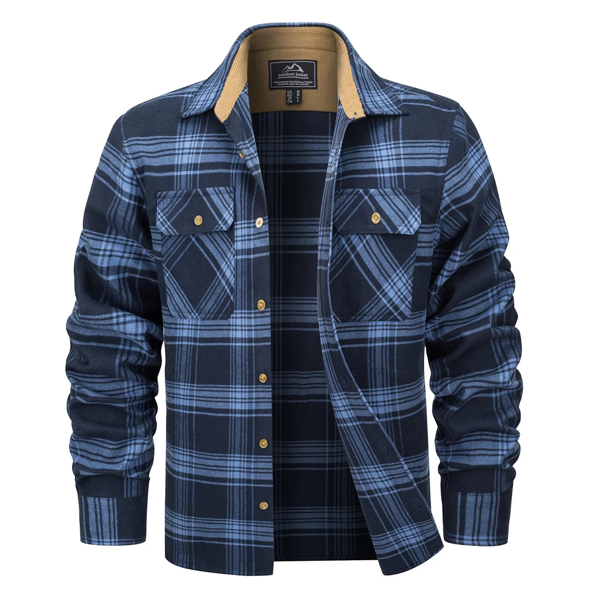 MAGCOMSEN Flannel Shirts Men's Long Sleeves Cotton Long Sleeve Plaid Shirt with 2 Pockets Button Down Casual Corduroy Shirt Male Beauty hair & fashionfj