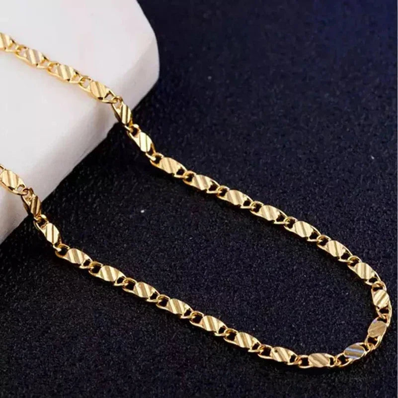 Gold Color Necklace 16/18/20/22/24/26/28/30 Inch Side Chain Necklace for Women Man Charm Jewelry Gift Beauty hair & fashionfj