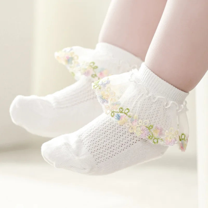 Girls Socks 2025 Spring Summer Breathable Mesh Lace Socks for Kids Baby Children Princess Socks Toddler Items Clothing