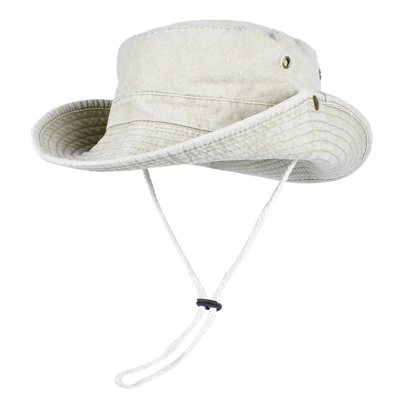 Summer Bucket Hats 2025 Outdoor Sun Hat Woman Solid Cotton Wide Brim UV Protection Men's Panama Hat Beach Fisherman Fishing Cap Beauty hair & fashionfj