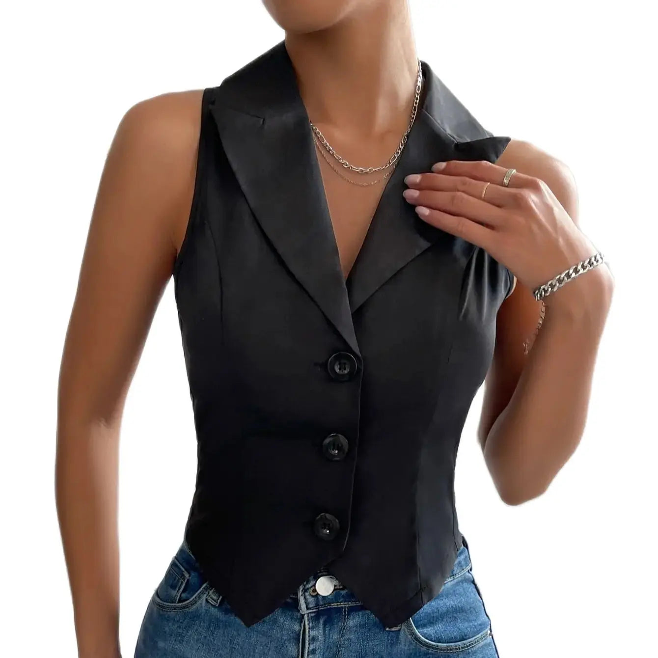 2024 spring new women's fashion Europe and the United States style casual slim vest vest vest Beauty hair & fashionfj