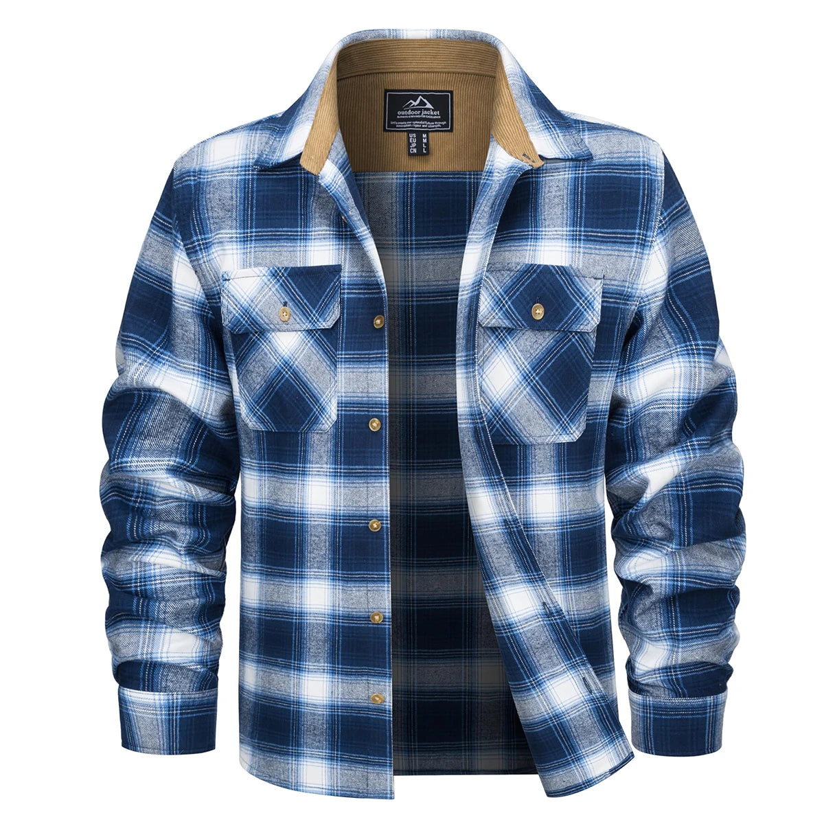 MAGCOMSEN Flannel Shirts Men's Long Sleeves Cotton Long Sleeve Plaid Shirt with 2 Pockets Button Down Casual Corduroy Shirt Male Beauty hair & fashionfj