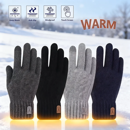 Winter Knitted Wool Warm Gloves for Men's and Women's Touch Screen Thickened Full Finger Gloves Outdoor Cycling Skiing Gloves