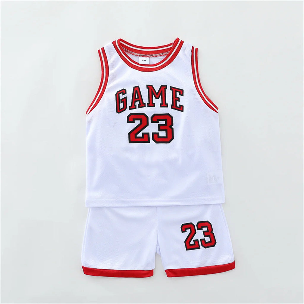 2PCS Children's Summer Fashion Tank Top Basketball Suit Baby Sleeveless Shorts Sports Set Beauty hair & fashionfj