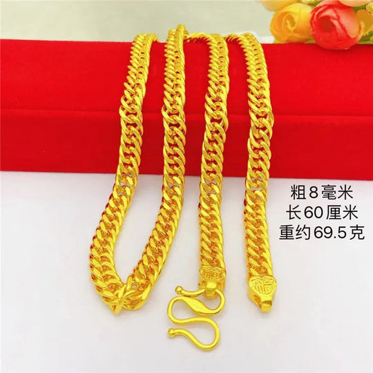 24K Gold Chunky Fu Knot Boss Necklace for Men | AU999 Pure Gold, Bold & Prestigious Beauty hair & fashionfj