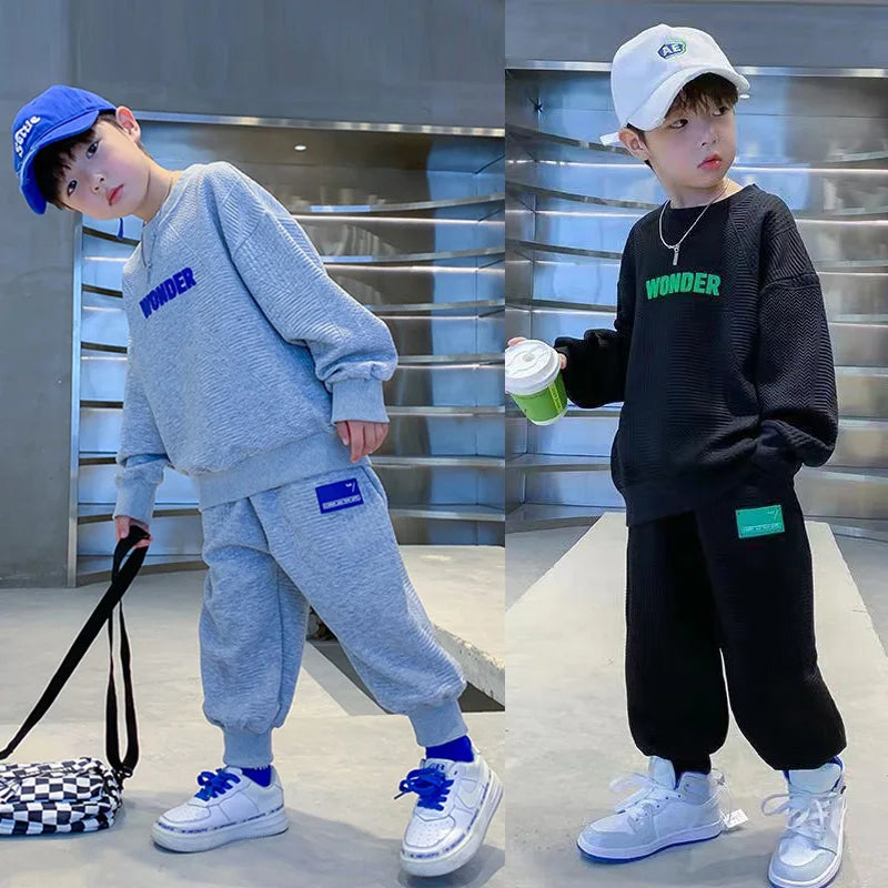 New Boys Casual Sets Boys Sports Autumn Suits Children's Spring Letter Tracksuit Kids Fashion Sweatshirts+Pants 2Pcs Outfits Beauty hair & fashionfj