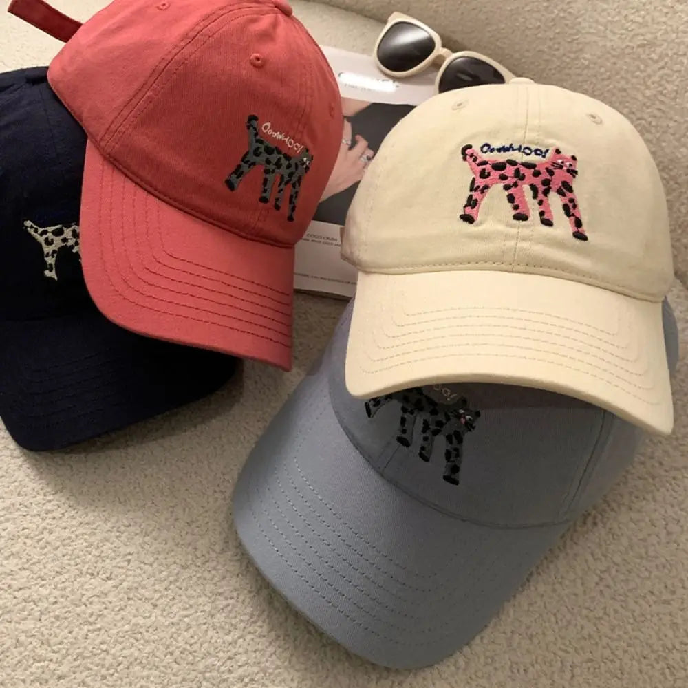Retro Embroidered Embroidery Baseball Cap Spotted Cat Peaked Cap Letter Baseball Hat Sunscreen Hat Retro Sun Hat Spring Summer Beauty hair & fashionfj