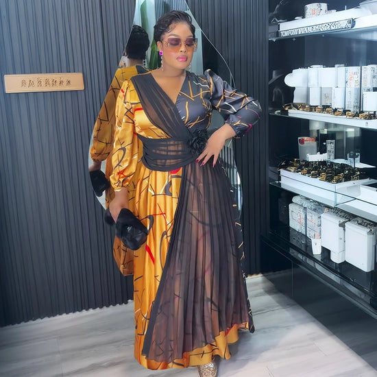 Plus Size African Party Long Dresses for Women 2025 New Dashiki Ankara Print Evening Gowns Turkey Outfits Robe Africa Clothing