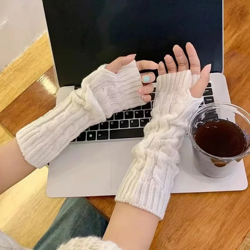 Women's winter gloves, thickened men's outdoor cycling gloves, connected finger gloves, half finger gloves, cotton new style