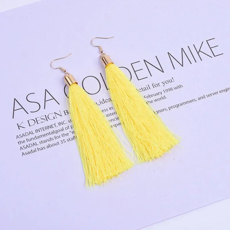 FSUNION 2025 New Fashion Vintage Tassel Earrings Women  Brand Jewelry Geometric Gold Color Simple Dangle Drop