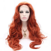 Wig Long Ginger Wig Long  Wavy Free Part Synthetic Glueless Lace Front Wigs Heat Resistant Synthetic Hair Wig Beauty hair & fashionfj