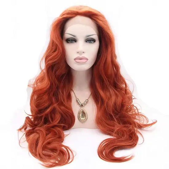 Wig Long Ginger Wig Long  Wavy Free Part Synthetic Glueless Lace Front Wigs Heat Resistant Synthetic Hair Wig Beauty hair & fashionfj