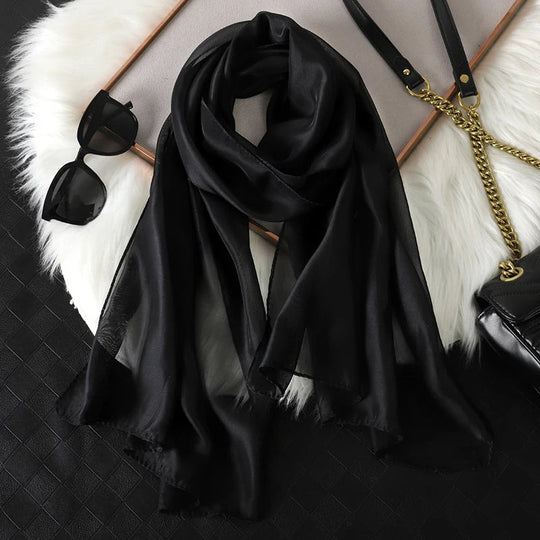Fashion Feathry Chiffon Soft Solid Scarf Shawl Decorate Silk Scarves Breathable Sun Protection Elegant Lady Versatile Bandana Beauty hair & fashionfj