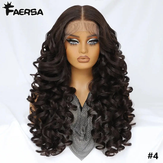 Latisha 13X6 HD 13X5X1 Synthetic Lace Front Wigs Curly Pre Plucked Lace Frontal Wig with Bangs for Women Highlight with Babyhair Beauty hair & fashionfj
