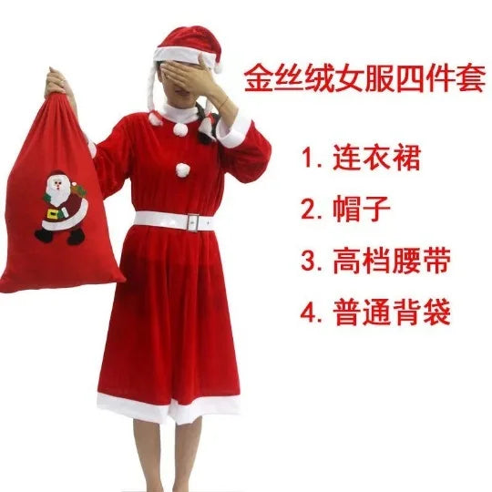 Christmas Cosplay Costume Women Santa Claus Clothes Adult Elders' Clothes Cloaks Christmas Women's Suits