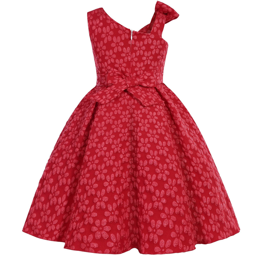 Foreign Trade Children's Clothing Girls Dresses Princess Slant Shoulder Bow Sequins Dress High-End Sleeveless Little Girl Presen Beauty hair & fashionfj
