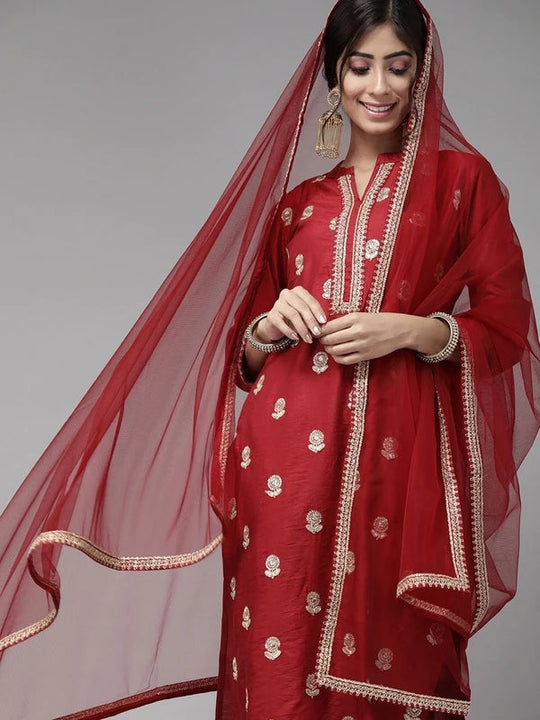 Indian women's silk cotton 3-piece set with distinctive ethnic clothing, side jabi set with embroidered Indo Pakistani style, 4 Beauty hair & fashionfj
