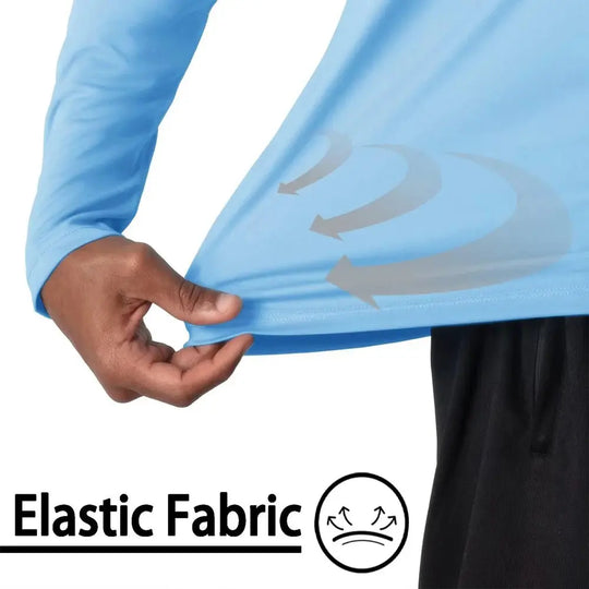 UPF50+ Men's Sunscreen UV Protection T-shirt Solid Color Long-sleeved Round Neck Outdoor Hiking Fishing Quick-drying Tops Beauty hair & fashionfj