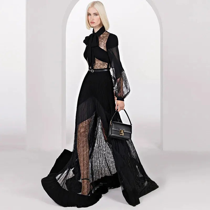 Luxury Embroidery Lace Formal Dress For Women Summer Auutmn Sexy Long Sleeve Floor Length Maxi Prom Evening Dresses Beauty hair & fashionfj