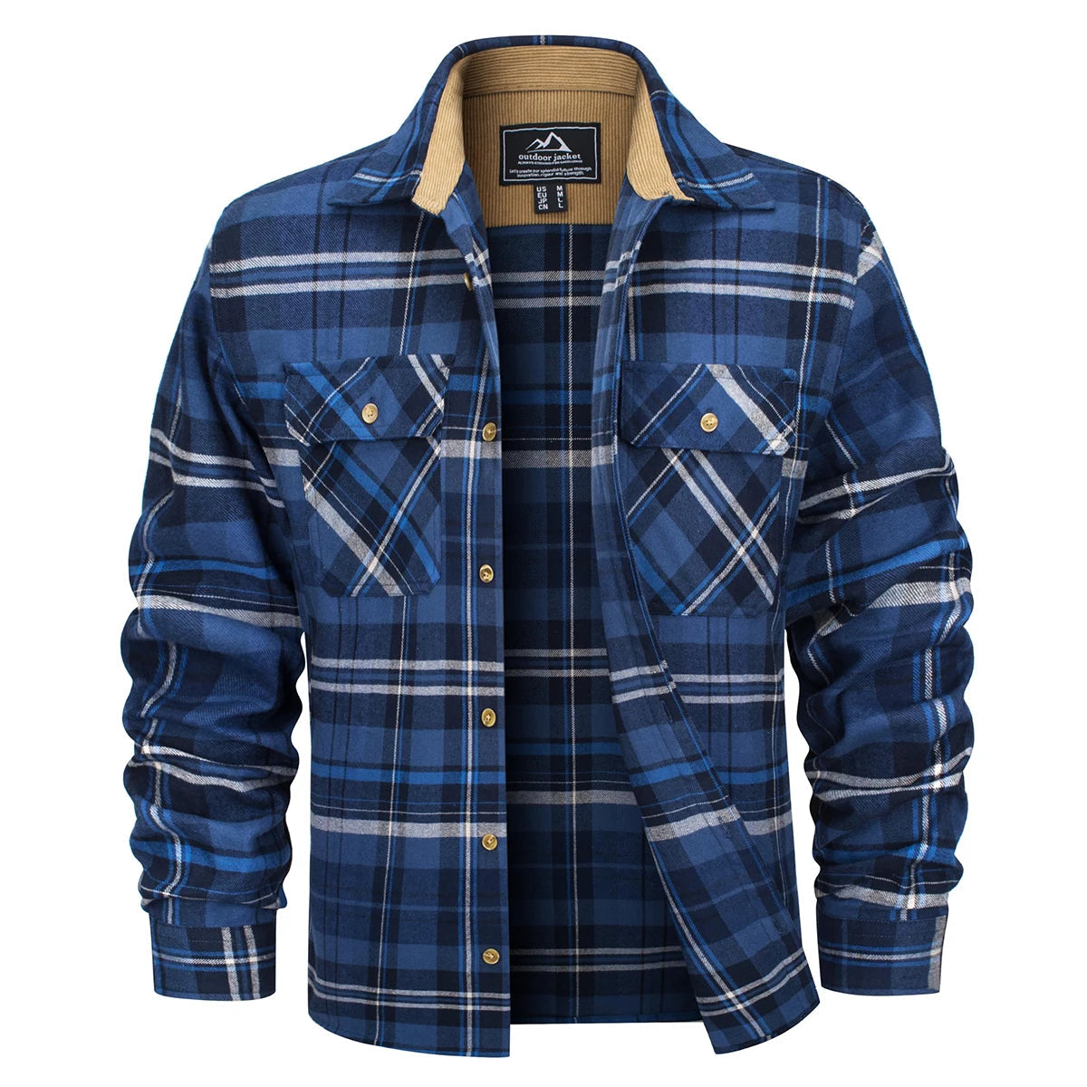 MAGCOMSEN Flannel Shirts Men's Long Sleeves Cotton Long Sleeve Plaid Shirt with 2 Pockets Button Down Casual Corduroy Shirt Male Beauty hair & fashionfj