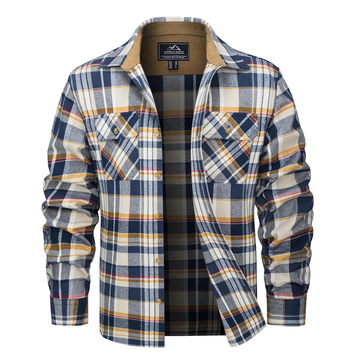 MAGCOMSEN Flannel Shirts Men's Long Sleeves Cotton Long Sleeve Plaid Shirt with 2 Pockets Button Down Casual Corduroy Shirt Male Beauty hair & fashionfj